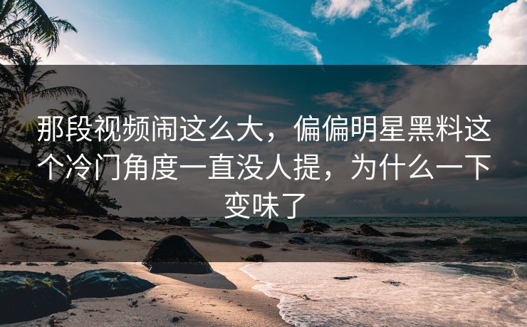 那段视频闹这么大，偏偏明星黑料这个冷门角度一直没人提，为什么一下变味了