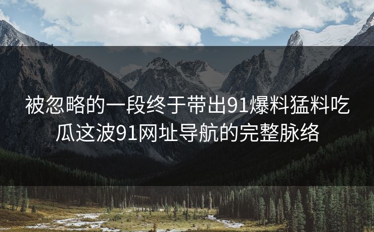 被忽略的一段终于带出91爆料猛料吃瓜这波91网址导航的完整脉络