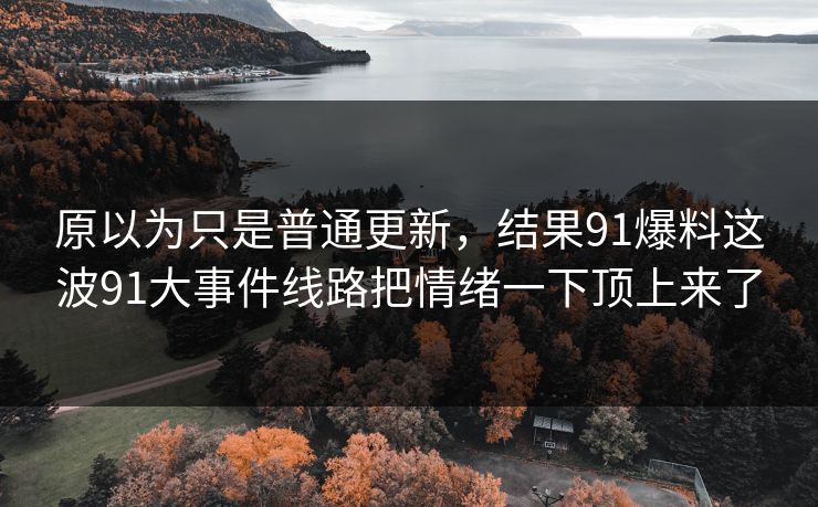 原以为只是普通更新，结果91爆料这波91大事件线路把情绪一下顶上来了