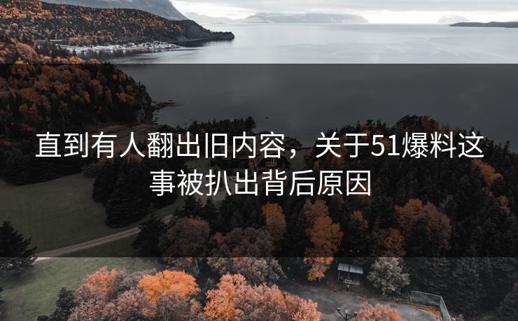 直到有人翻出旧内容，关于51爆料这事被扒出背后原因