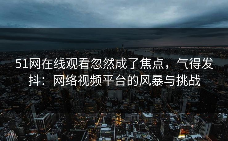 详细阅读:51网在线观看忽然成了焦点,气得发抖:网络视频平台的风暴与挑战 51网在线观看忽然成了焦点,气得发抖:网络视频平台的风暴与挑战