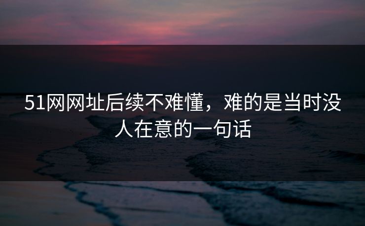 详细阅读:51网网址后续不难懂,难的是当时没人在意的一句话 51网网址后续不难懂,难的是当时没人在意的一句话