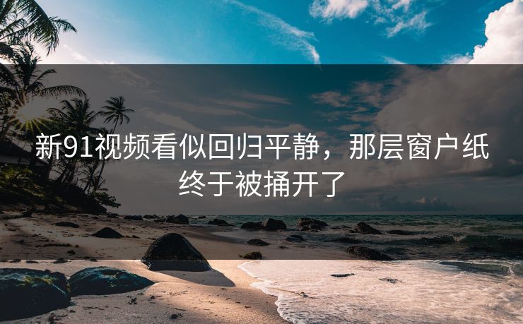 新91视频看似回归平静，那层窗户纸终于被捅开了