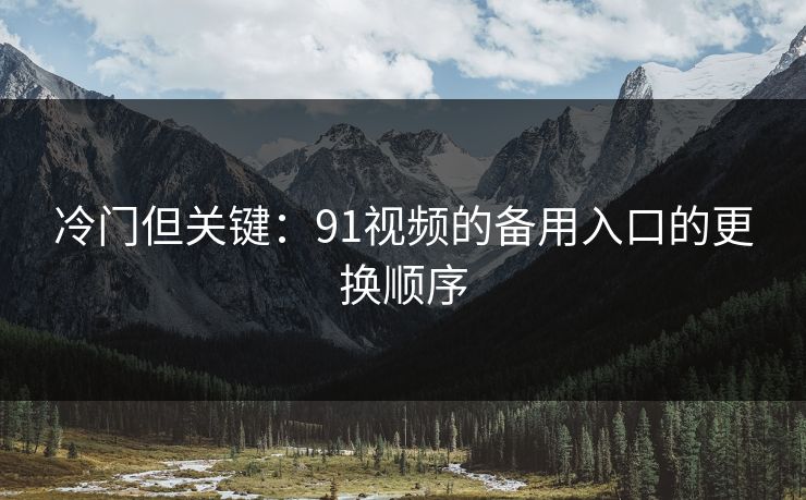 冷门但关键：91视频的备用入口的更换顺序