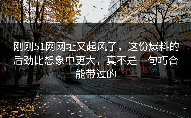 刚刚51网网址又起风了，这份爆料的后劲比想象中更大，真不是一句巧合能带过的