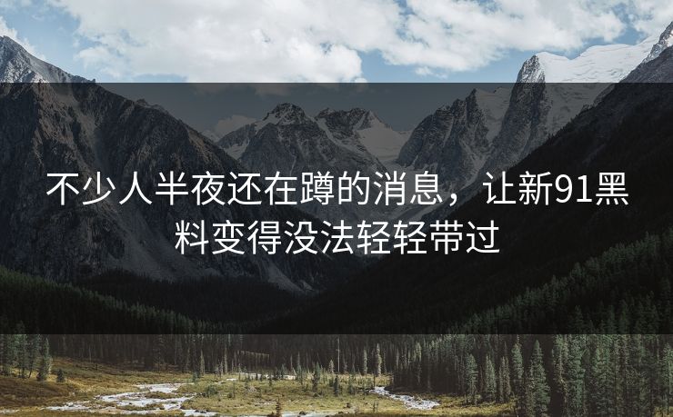 不少人半夜还在蹲的消息，让新91黑料变得没法轻轻带过
