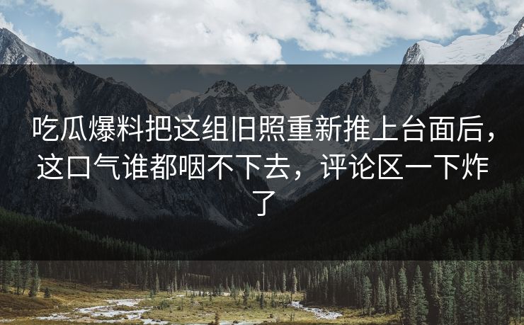 吃瓜爆料把这组旧照重新推上台面后，这口气谁都咽不下去，评论区一下炸了