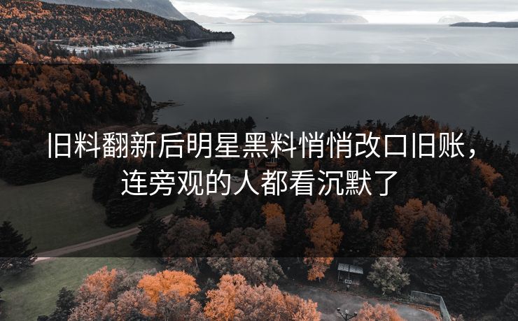 旧料翻新后明星黑料悄悄改口旧账，连旁观的人都看沉默了